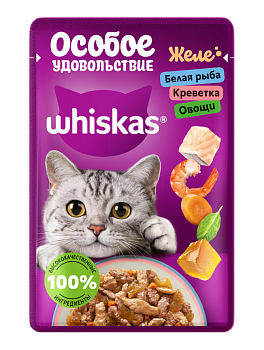 Корм для кошек "Вискас" Рыба/креветки/овощи желе 75г/28шт "Марс"