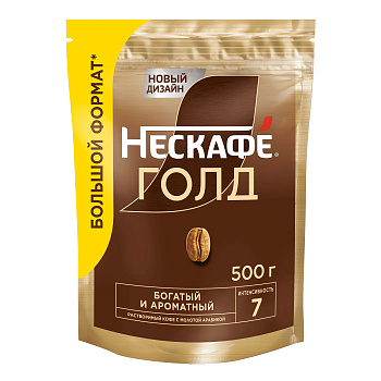 Кофе растворимый "Нескафе" Голд (пакет) 500г/12шт Россия