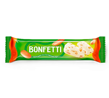 Батончик "Bonfetti" нуга и арахис 25г/18шт "КДВ Яшкино"