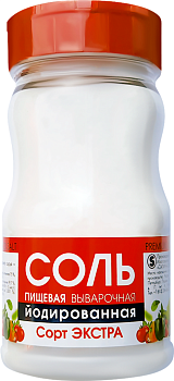 Соль йодированная "Салина" Экстра (банка) 500г/10шт Россия
