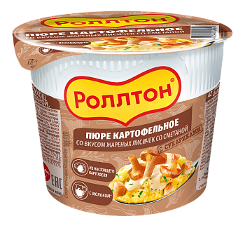 Картофельное пюре "Роллтон" c жареным луком (стак) 40г/24шт Россия**