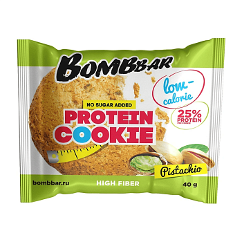 Печенье протеиновое "Bombbar" 25% фисташка 40г/12шт "Фитнес Фуд"