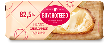 Масло сливочное Традиционное "Вкуснотеево" Гост 82,5% 340г/6шт Россия