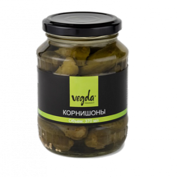 Огурцы корнишоны "Вегда" (ст/тв) 350г/12шт Индия