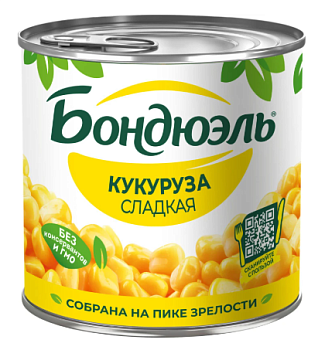 Кукуруза сладкая "Бондюэль" (с/ключ) 340г/12шт Россия