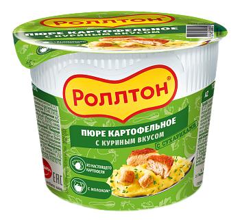 Картофельное пюре "Роллтон" с Курицей (стак) 40г/24шт Россия