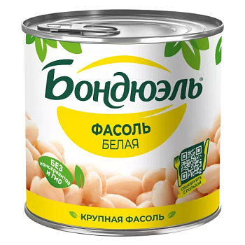 Фасоль белая "Бондюэль" в соб/соку (с/ключ) 400г/12шт Россия