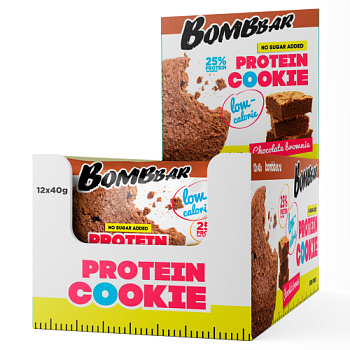 Печенье протеиновое "Bombbar" 25% шоколадный брауни 40г/12шт "Фитнес Фуд"