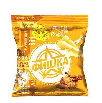 Гренки ржаные "ФИШКА" вкус Сыра 40г/45шт Россия