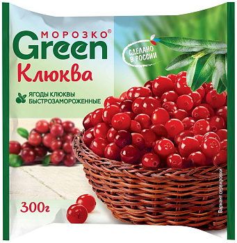 Клюква (замороженная) 300г/20шт "Морозко Green"**