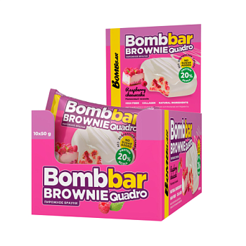 Печенье протеиновое "Bombbar" 20% брауни Малиновый чизкейк 50г/10шт "Фитнес Фуд"