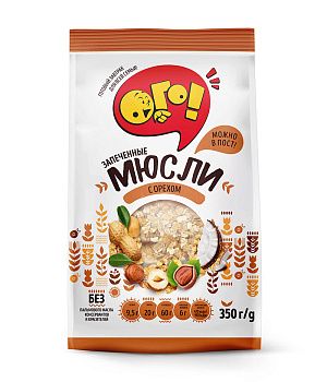 Сухой завтрак "Мюсли ОГО!" запеченые с Орехом 350г/10шт "Эверест"
