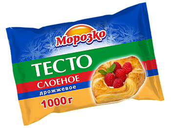 Тесто "Морозко" слоеное дрожжевое в пластинах 1кг/8шт Россия
