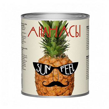 Ананасы Кусочками "SunFeel" (ж/б) 850г/12шт Тайланд