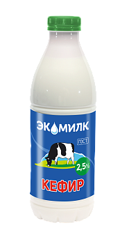 Кефир "Экомилк" 2,5% (пэт) 0,9л/6шт "Озерецкий МК"