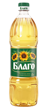 Масло подсолнечное "Благо" рафинир/дез.Гост 1/с 1л/15шт Россия