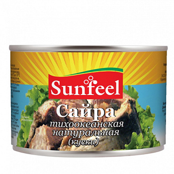 Сайра натуральная Гост (ж/б) 250г/48шт "SunFeel" 